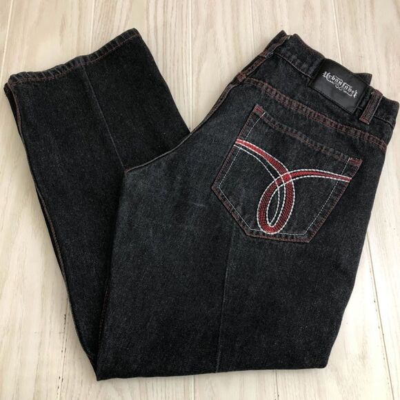 Urban Label Men's Denim Blue Jeans Red Stitching Straight Leg 36 Waist Zip Close - Picture 4 of 11